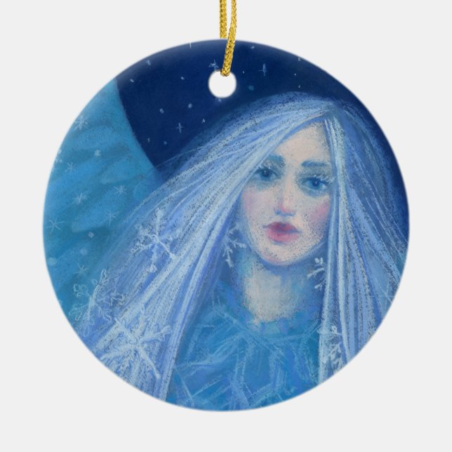 Metelitsa Snow Girl Snegurochka Weihnachtsangel Keramikornament (Vorne)