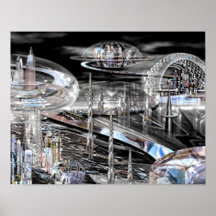 Metempirics Futuristic City Print Poster