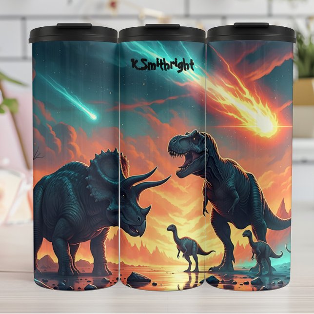 Meteor Shower Dinosaurs Prehistoric Clash Thermosbecher (Von Creator hochgeladen)