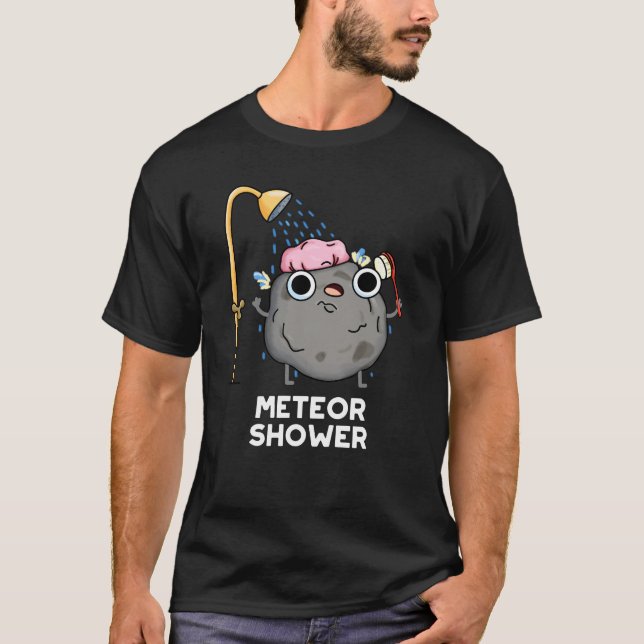 Meteor Shower Funny Science Pub Dark BG T-Shirt (Vorderseite)