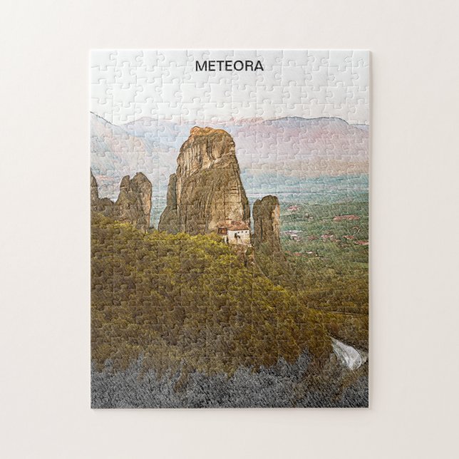Meteora Greece Rock Mountains Travel Puzzle (Vertikal)