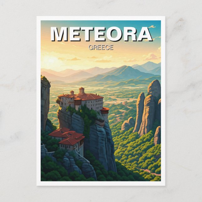 Meteora Greece Travel Postkarte (Vorderseite)