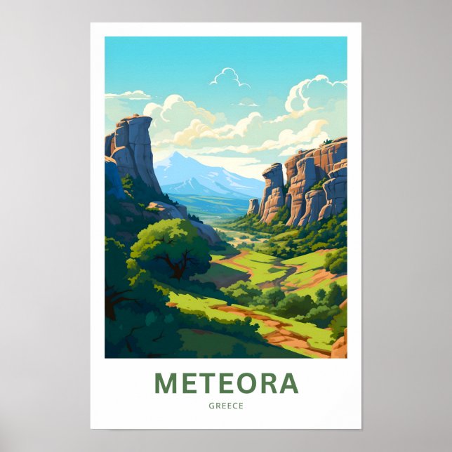 Meteora Greece Travel Print Poster (Vorne)