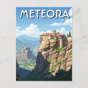 Meteora Griechenland Reise Landschaft vintage Postkarte