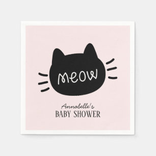Methan Black Cat Face Pink Girl Babydusche Serviette