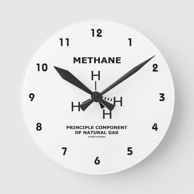 Methan-Prinzip-Komponente des Erdgases Runde Wanduhr (Vorderseite)