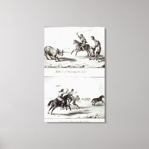 Methoden des Werfens des Lasso und der Kugelketten Leinwanddruck