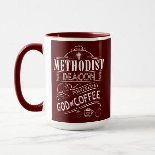Methodistendiakon, angetrieben durch Gott und Tasse