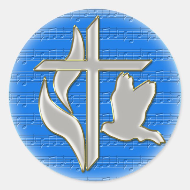 Methodistenkreuz mit Taube Runder Aufkleber (Vorderseite)