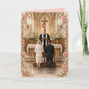 Methodistisches Kreuz und Flamme der rosa Rose Einladung