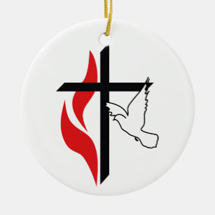 Methodistisches Kreuz und Taube Keramik Ornament