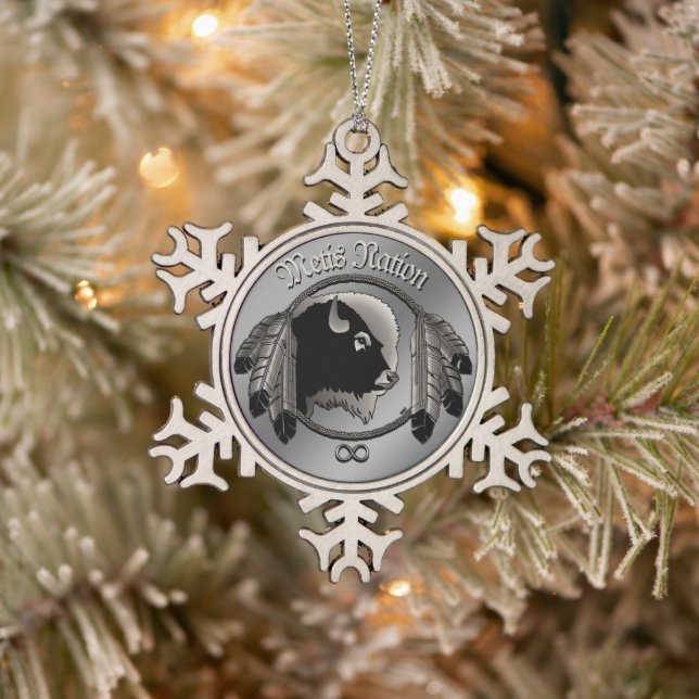 Metis Art Weihnachtsschmuck Custom Tribal Geschenk Schneeflocken Zinn-Ornament (Baum)