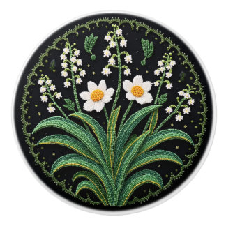 Metis Beadwork Floral Lily Native Art Keramik Knob Keramikknauf