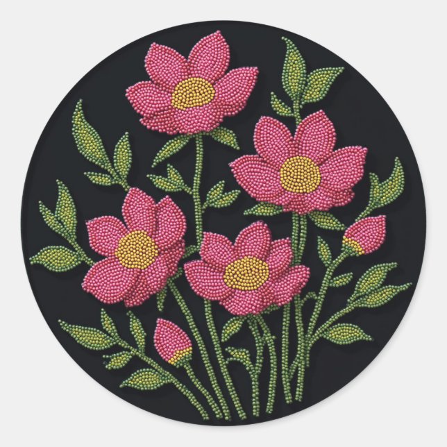 Metis Beadwork Native Art Cosmos Blume Stickers (Vorderseite)