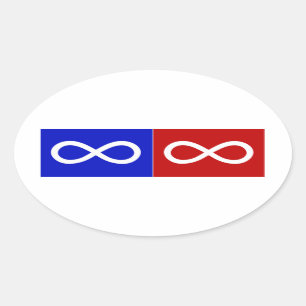 Métis Blau u. rote Fahne Ovaler Aufkleber