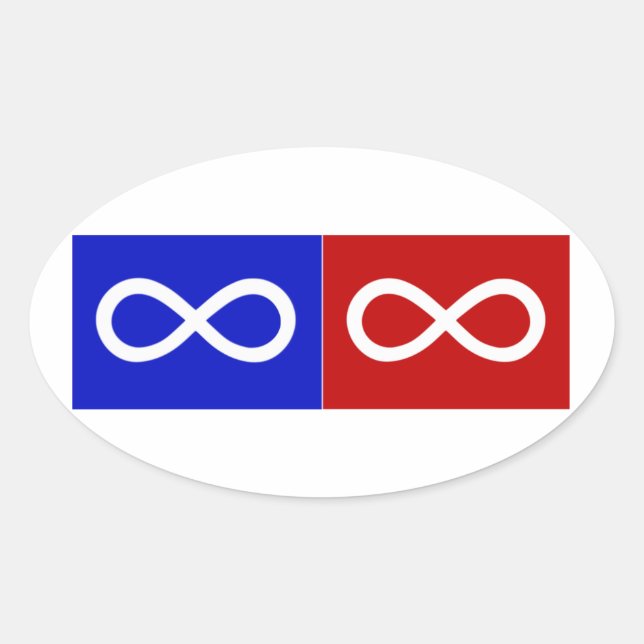 Métis Blue & Red Flag Ovaler Aufkleber (Vorderseite)