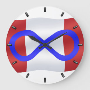 Metis Flag Clock Canadian Mets Flag Wall Clock Große Wanduhr