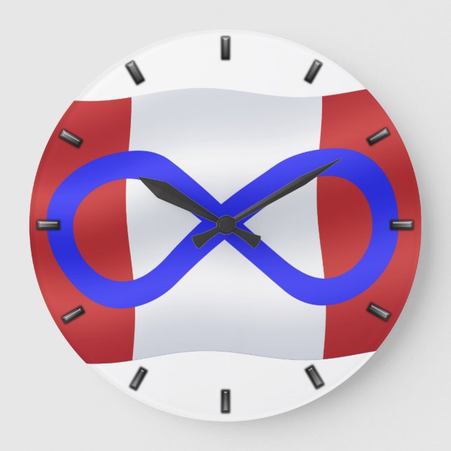 Metis Flag Clock Canadian Mets Flag Wall Clock Große Wanduhr (Vorderseite)