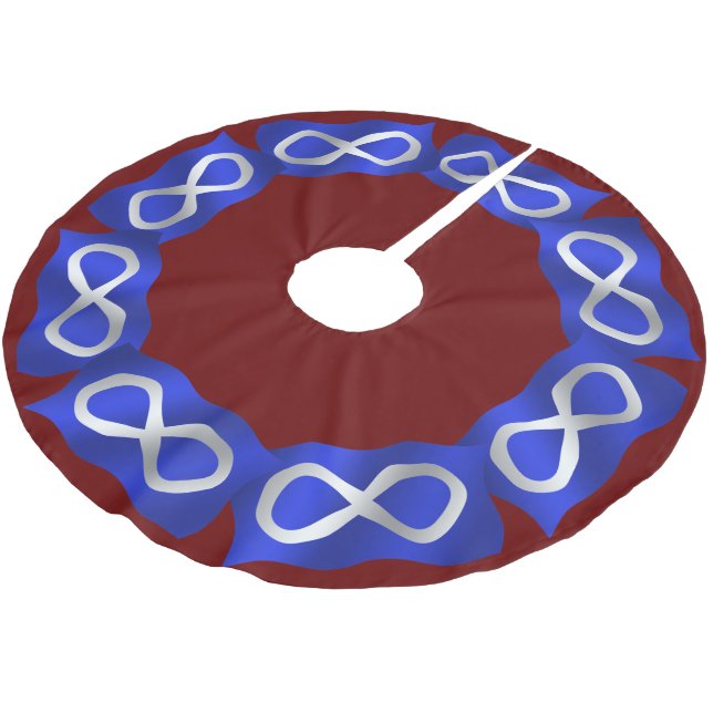 Metis Flag Weihnachtsbaum Rock First Nation Deco Polyester Weihnachtsbaumdecke (Schrägansicht)