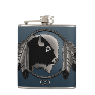 Metis Flask Custom Spirit Buffalo Metis Art Flask Flachmann