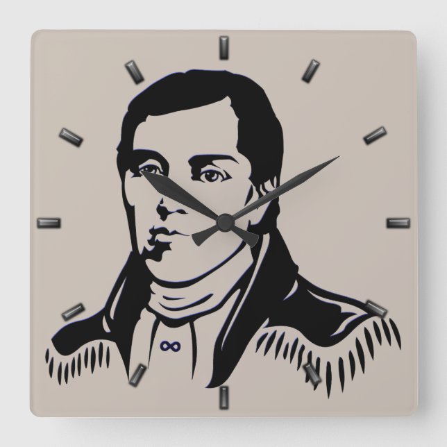 Metis Hero Clock Metis Leader Cuthbert Grant Clock Quadratische Wanduhr (Vorderseite)