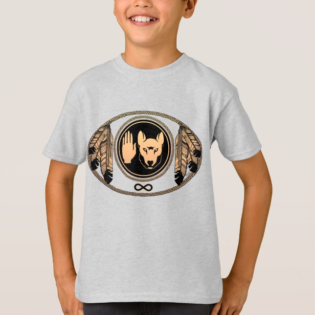 Metis Kids T - Shirt Orgainc Native Wolf Flag Shir (Vorderseite)