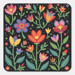 Metis Native Beading Craft Folk Floral Sticker