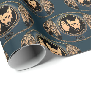 Metis Wrapping Paper First Nations Wolf Art Paper Geschenkpapier