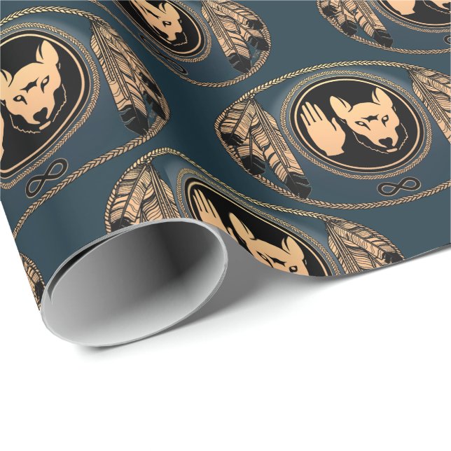 Metis Wrapping Paper First Nations Wolf Art Paper Geschenkpapier (Rolleneckpunkt)
