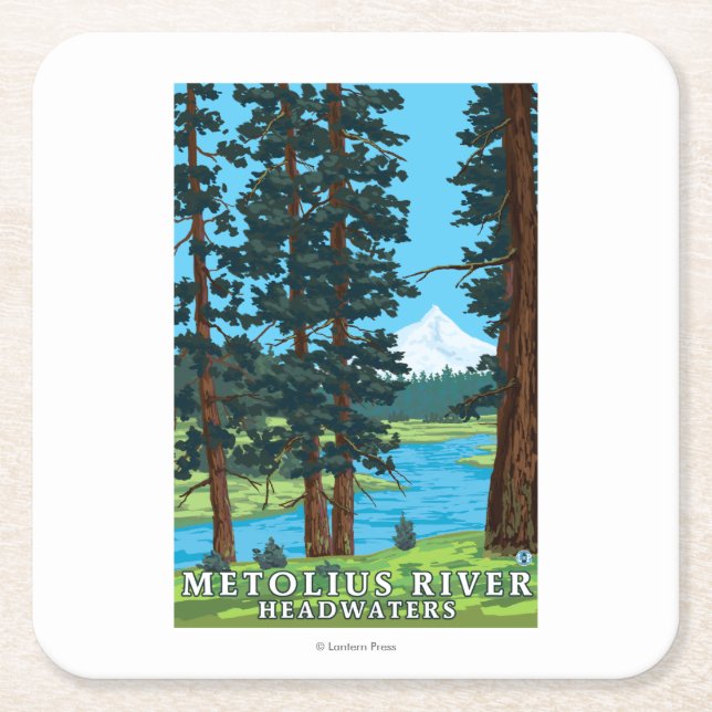 Metolius Fluss-Oberläufe, Oregon Rechteckiger Pappuntersetzer (Vorderseite)