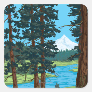 Metolius River Headwater, Oregon Quadratischer Aufkleber