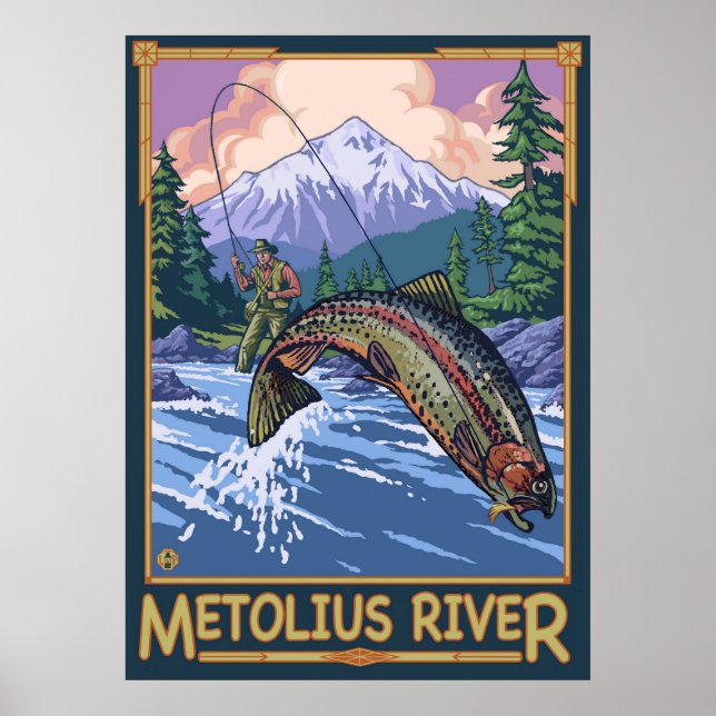 Metolius River, Oregon Fly Fishing Travel Poster (Vorne)