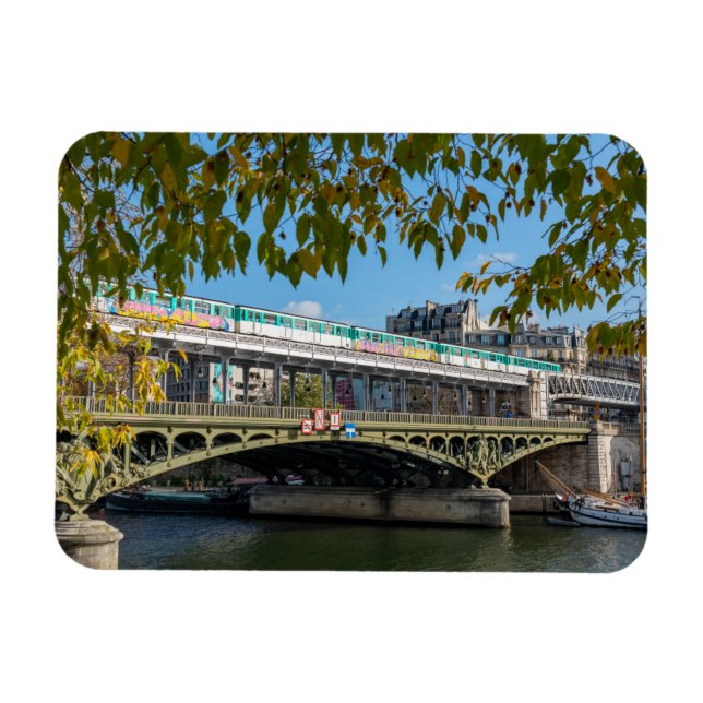 Metro auf der Brücke Bir-Hakeim - Paris, Frankreic Magnet (Horizontal)