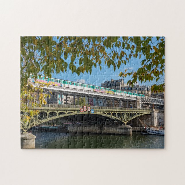 Metro auf der Brücke Bir-Hakeim - Paris, Frankreic Puzzle (Horizontal)