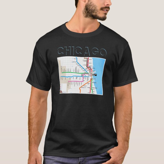 Metro in Chicago - Karte Chi Stadt Windy City Sout T-Shirt (Vorderseite)