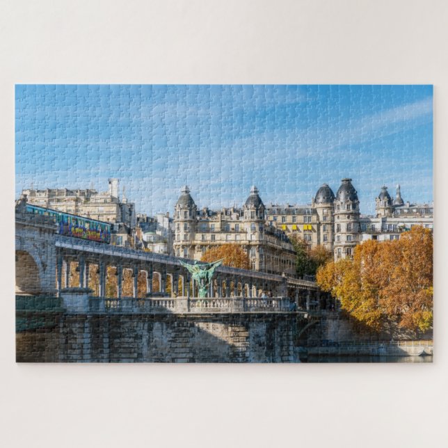 Metro in Pont de Bir-Hakeim - Paris, Frankreich Puzzle (Horizontal)