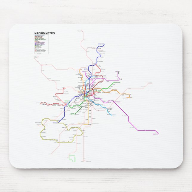 Metro-Karte Madrids (Spanien) Mousepad (Vorne)