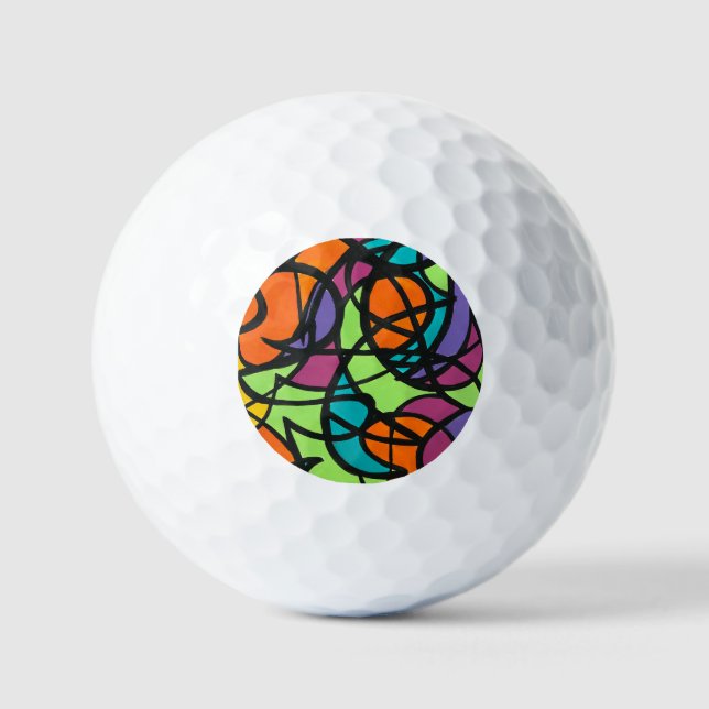 Metro Mond - Handbemalte abstrakte Kunst Golfball (Vorderseite)