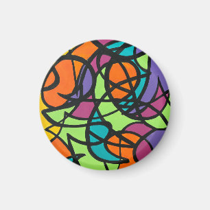 Metro Mond - Handbemalte abstrakte Kunst Magnet