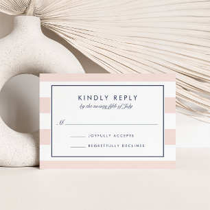 Metro Strip RSVP-Karte Rose und Marine RSVP Karte