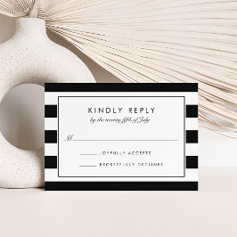 Metro Strip RSVP-Karte | Schwarz RSVP Karte