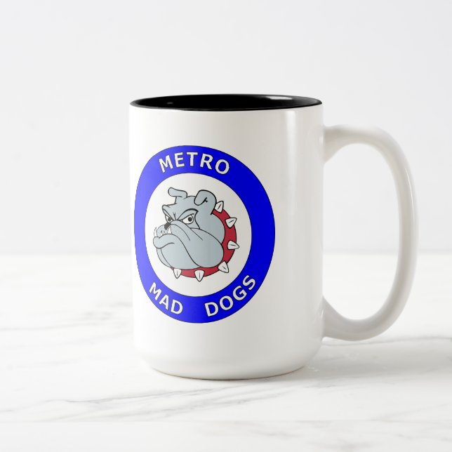 Metro-wütende Hunde - 15 Unze-Tasse Zweifarbige Tasse (Rechts)