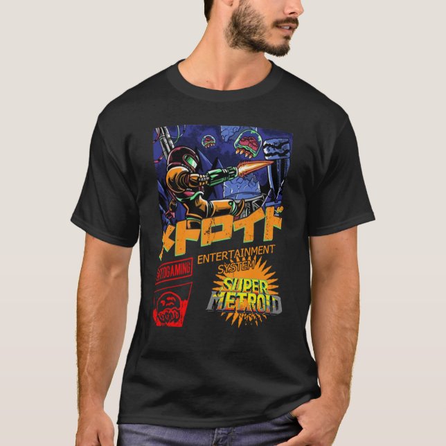 Metroid Dread Retro Design-Grafik Samus T - Shirt (Vorderseite)