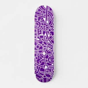 Metropole II - Weiß auf Lila Skateboard