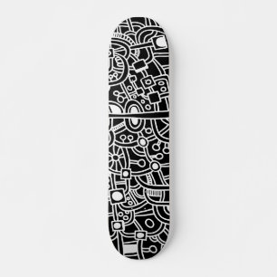 Metropole III - Weiß auf Schwarzem Skateboard