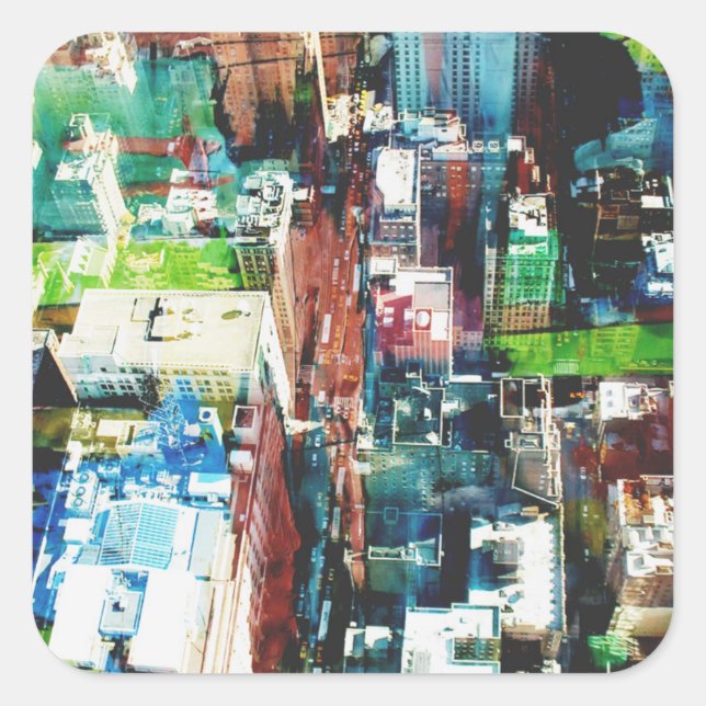 Metropole Quadratischer Aufkleber (Vorderseite)