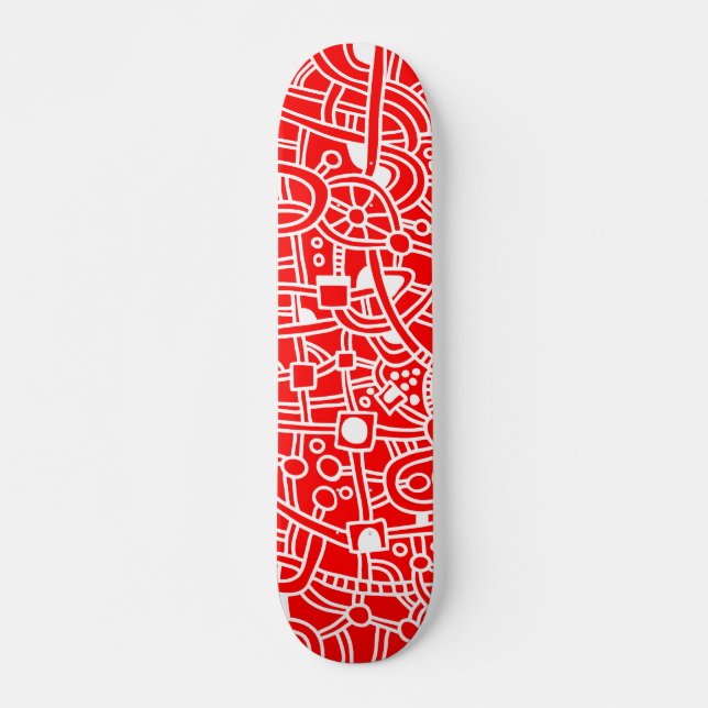 Metropolis II - Weißes Rot Skateboard (Vorne)