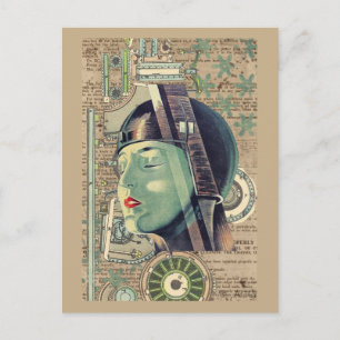 Metropolis-Steampunk-Frau Postkarte