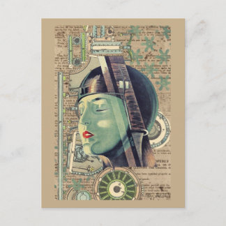 Metropolis-Steampunk-Frau Postkarte