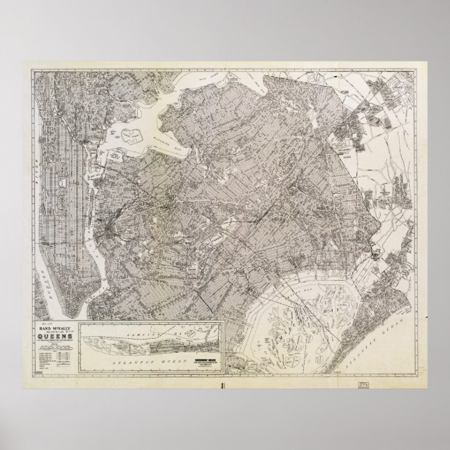 Metropolitan Map of Queens, New York (1922) Poster (Vorne)